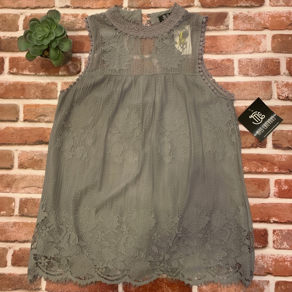 Miss Chievous Gray Lace Top